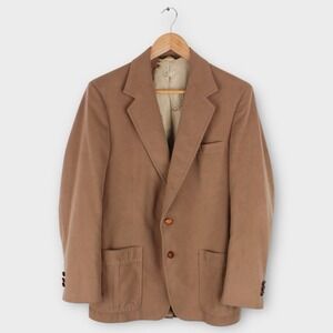 Vintage John Weitz Palm Beach Suede‎ Blazer Jacket Tan Brown Lined USA Made 40R